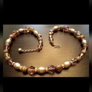 VINTAGE ESTATE HIGH END RHINESTONE & GLASS BEADED 20.5" NECKLACE